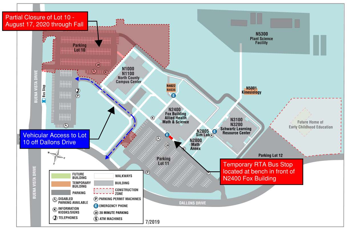 Construction Beginning on North County Campus Parking Lot 10 and Bus Stop